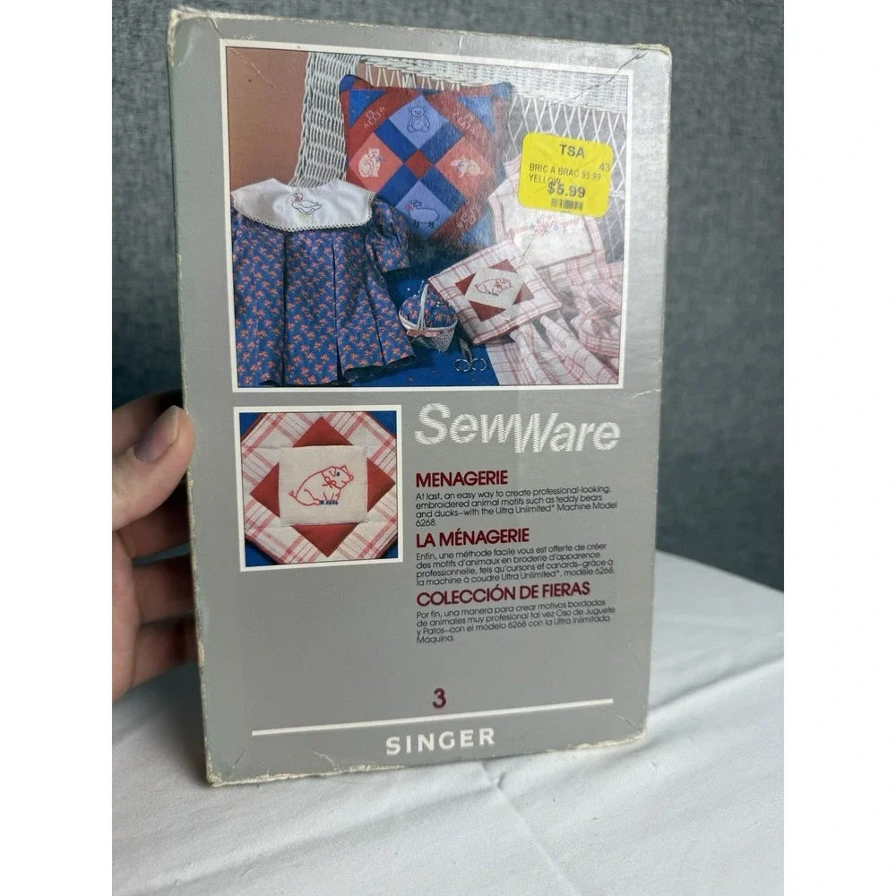 Vintage Singer SewWare Cartridge # 3 Menagerie Farm Animals Bear Cat‎ Dog 6268